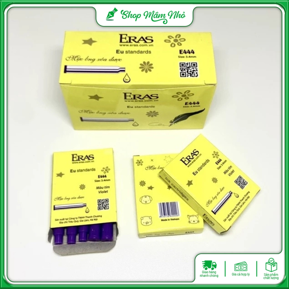 Vỉ 5 ống mực tẩy xoá Eras E444 đầu cắm 3.4mm dùng cho các loại bút máy xoá có gắn đầu tẩy - Hàng chính hãng