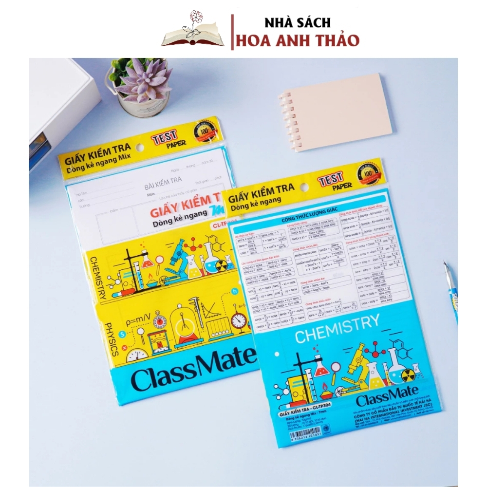 Giấy kiểm tra dòng kẻ ngang Mix Classmate CL-TP304Giấy kiểm tra dòng kẻ ngang Mix Classmate CL-TP304 in hình thí nghiệm, dòng kẻ rõ ràng, bề mặt giấy láng mịn