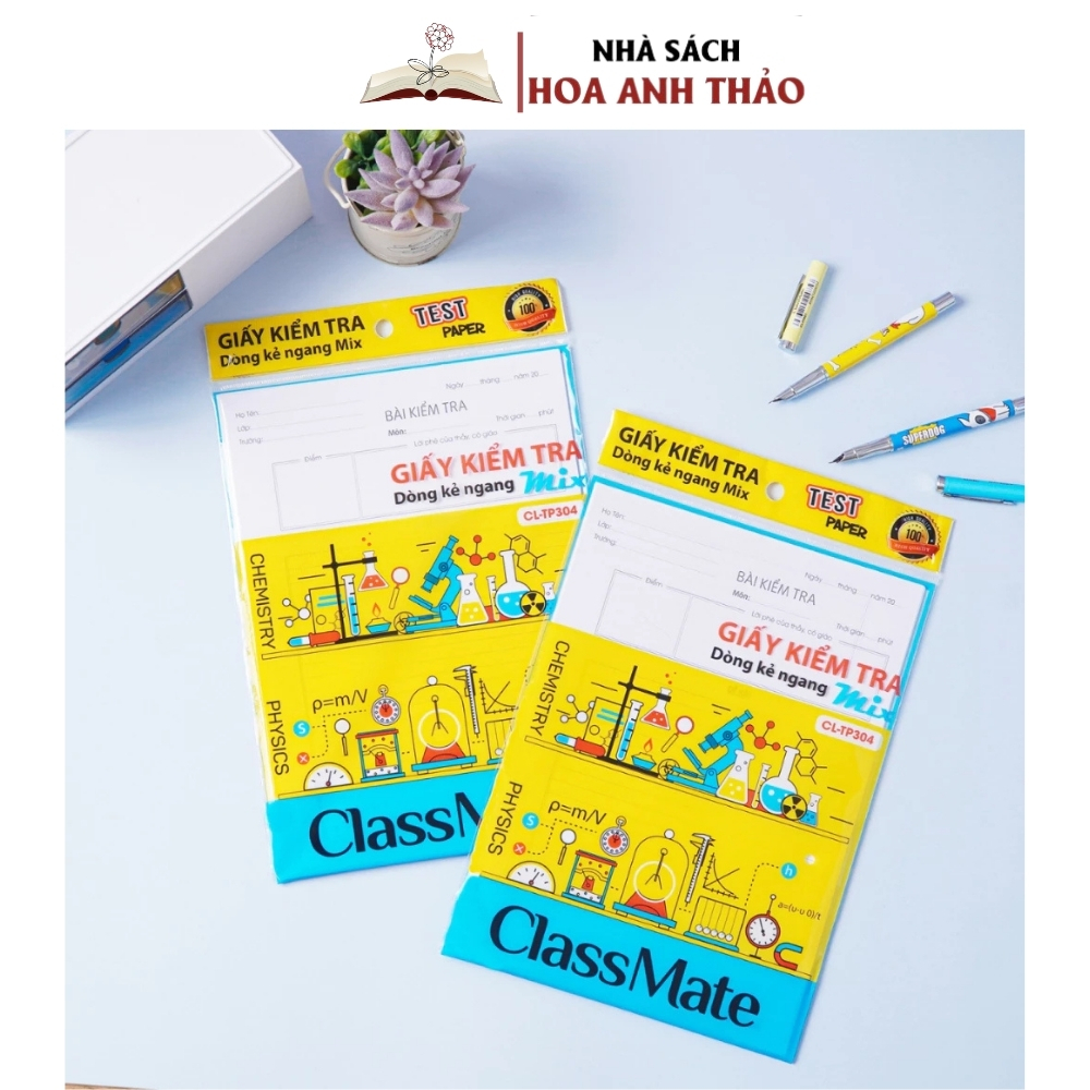 Giấy kiểm tra dòng kẻ ngang Mix Classmate CL-TP304Giấy kiểm tra dòng kẻ ngang Mix Classmate CL-TP304 in hình thí nghiệm, dòng kẻ rõ ràng, bề mặt giấy láng mịn