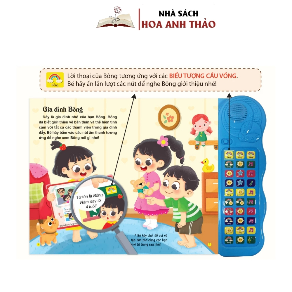 Sách âm thanh - Bé học nói phiên bản đặc biệt với 30 nút bấm - Dành cho trẻ từ 0-6 tuổi - Đinh tị Books