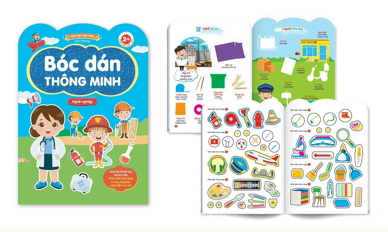 Combo 6 quyển Bóc dán thông minh song ngữ Việt Anh dành cho trẻ từ 2-6 tuổi