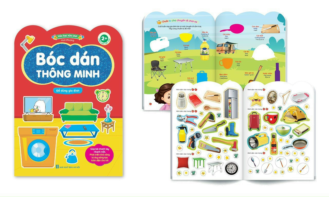 Combo 6 quyển Bóc dán thông minh song ngữ Việt Anh dành cho trẻ từ 2-6 tuổi
