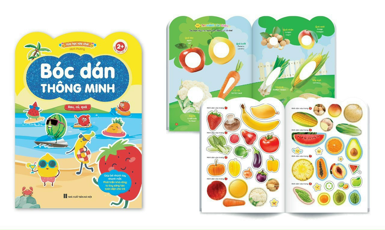 Combo 6 quyển Bóc dán thông minh song ngữ Việt Anh dành cho trẻ từ 2-6 tuổi