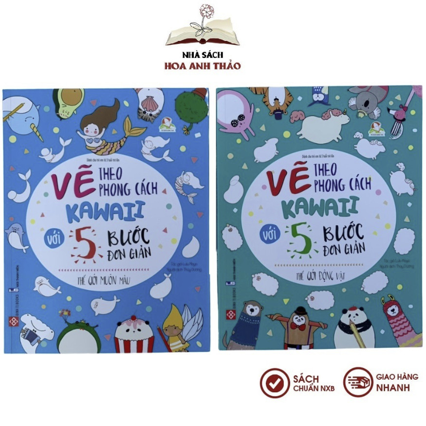 Combo 2 Sách Vẽ theo phong cách kawaii với 5 bước đơn giản