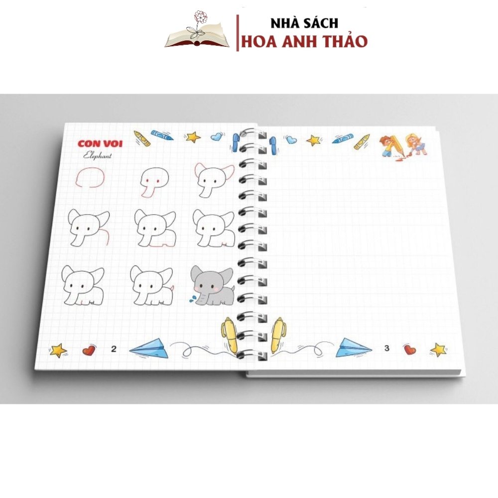 Sách Bé Vẽ Như Thế Nào? - Vở Caro Giúp Bé Vẽ Đẹp - Các Bước Vẽ Cơ Bản