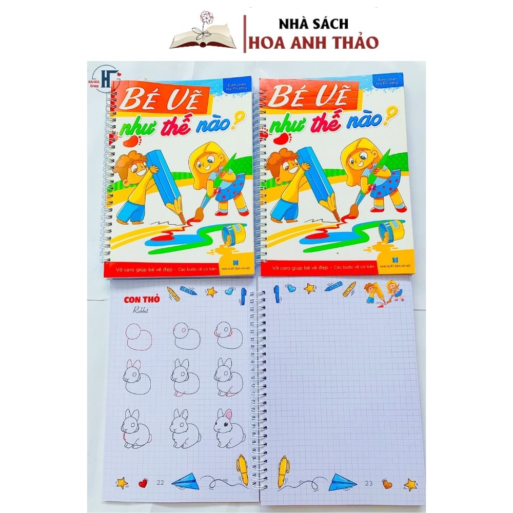 Sách Bé Vẽ Như Thế Nào? - Vở Caro Giúp Bé Vẽ Đẹp - Các Bước Vẽ Cơ Bản