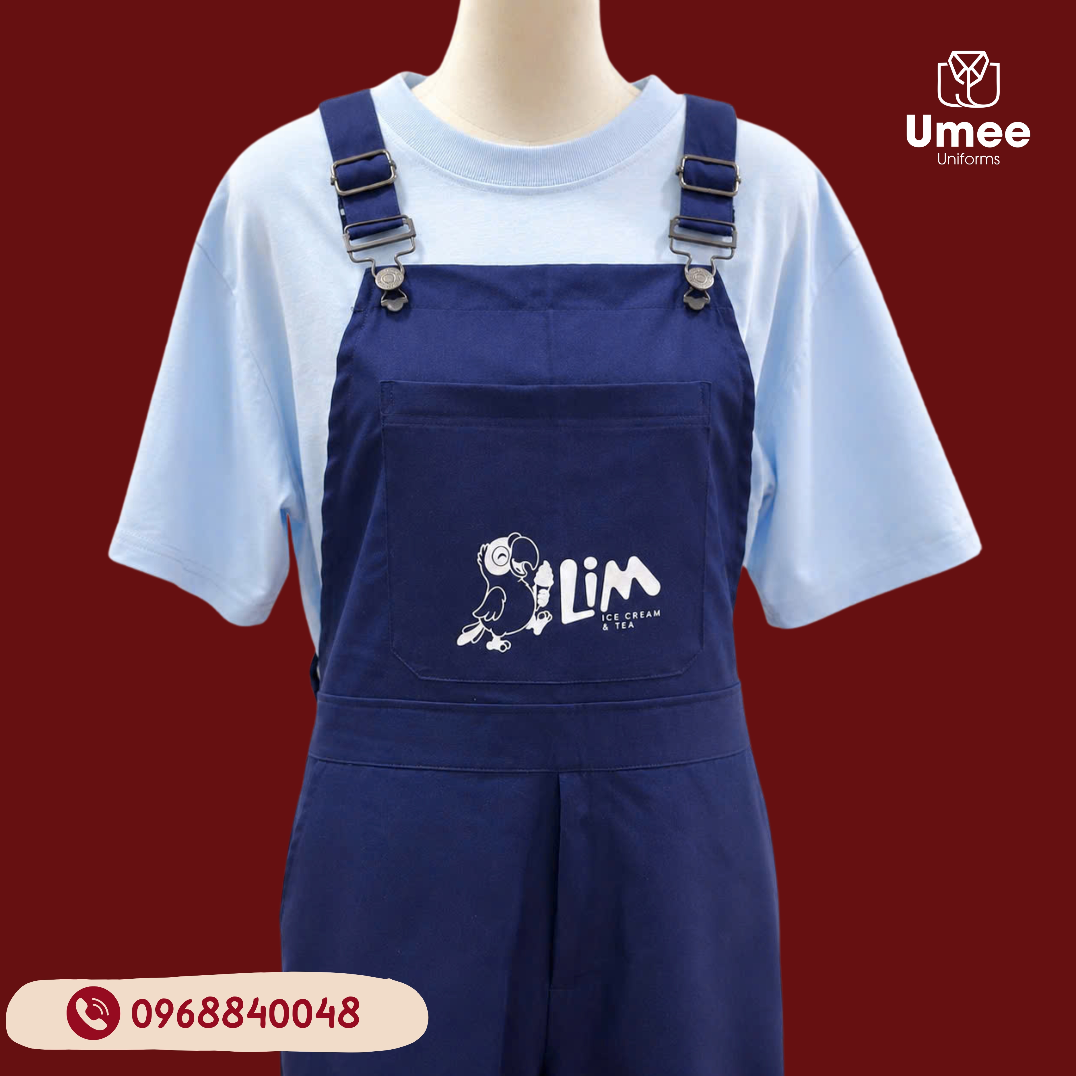 Yếm Xanh Navy Đồng Phục Quán Kem - Cây Kem Nhà Lim | Umee Uniforms