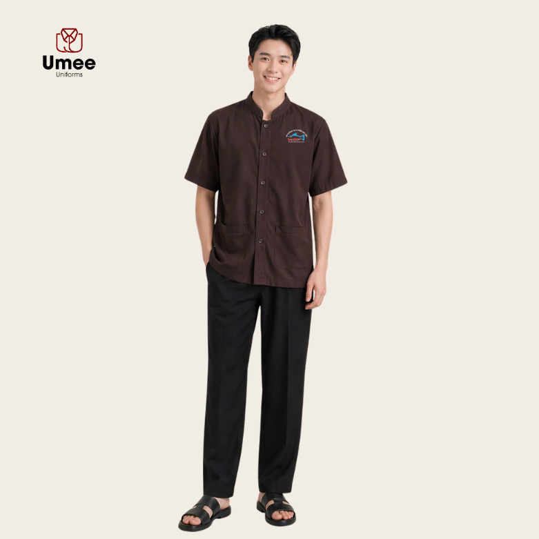 Đồng phục nhà hàng truyền thống Việt Nam màu nâu gỗ – Umee Uniforms