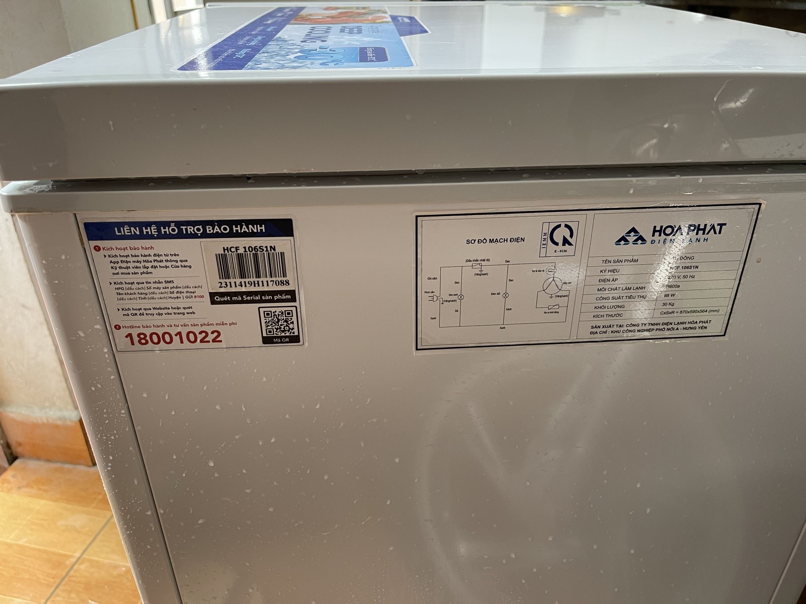 TỦ ĐÔNG MINI 100L HÒA PHÁT MỚI 95%