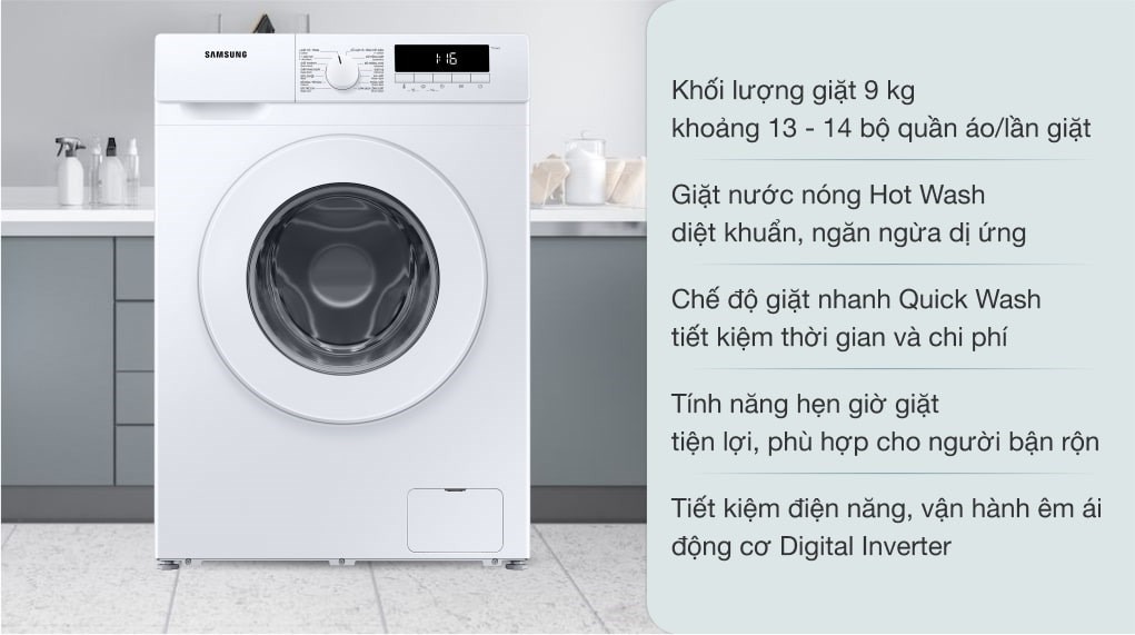 Máy giặt Samsung lồng ngang 9kg inverter WW90T3040WW/SV