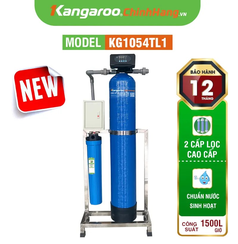 Máy lọc nước đầu nguồn Kangaroo van tự động, xử lý Canxi KG1054TL1