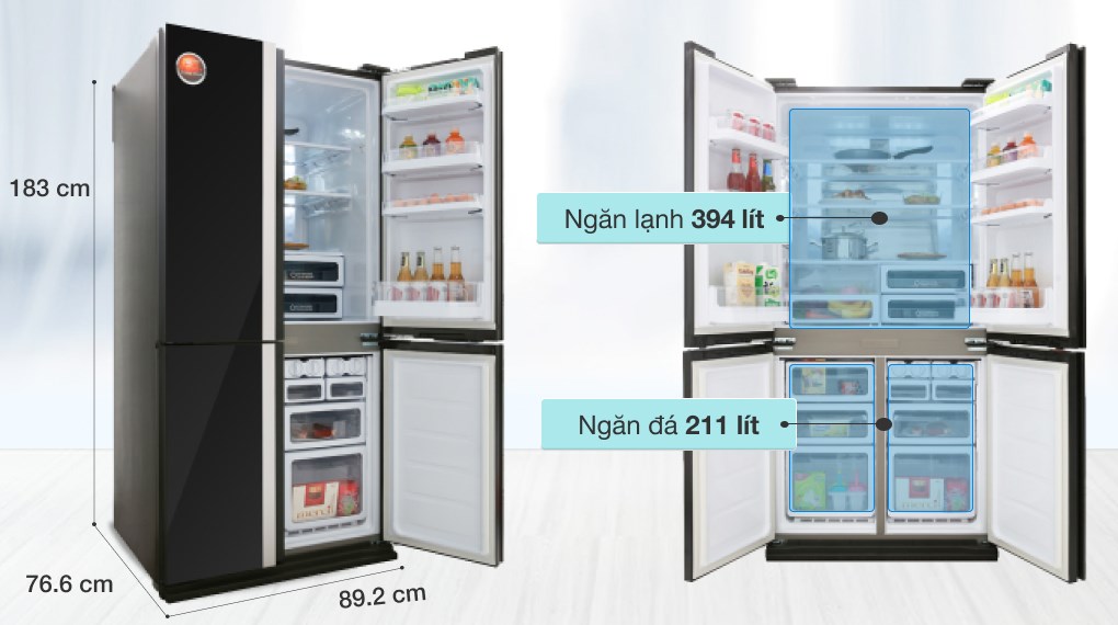 Tủ lạnh Sharp inverter 678 lít multi door SJ-FX688VG-BK