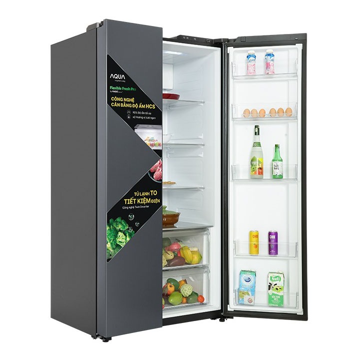 Tủ lạnh Aqua side by side inverter 646 lít AQR-S682XA (SLB)