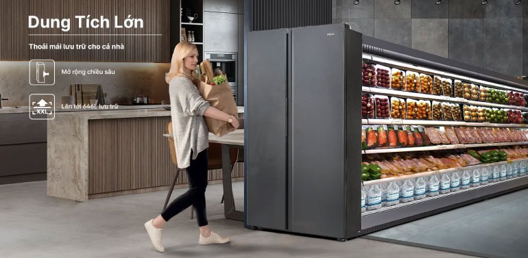 Tủ lạnh Aqua side by side inverter 646 lít AQR-S682XA (SLB)