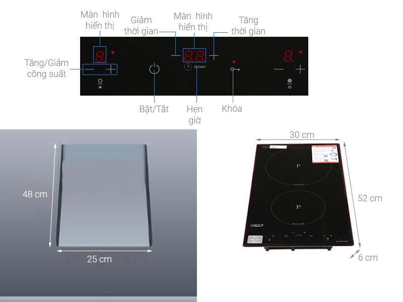 Bếp từ Chef's Domino 2 vùng nấu EH - DIH32A