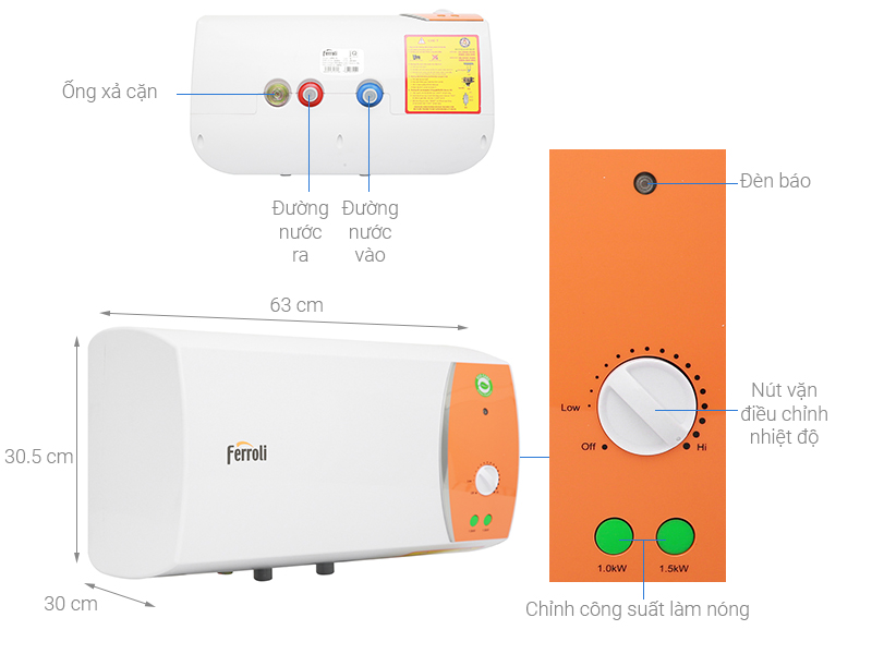 Bình nóng lạnh Ferroli 20L VDTE20