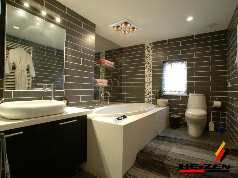 Đèn sưởi nhà tắm Heizen âm trần 4 bóng HE-4BR (có khiển, tích hợp đèn sáng và quạt thông gió)