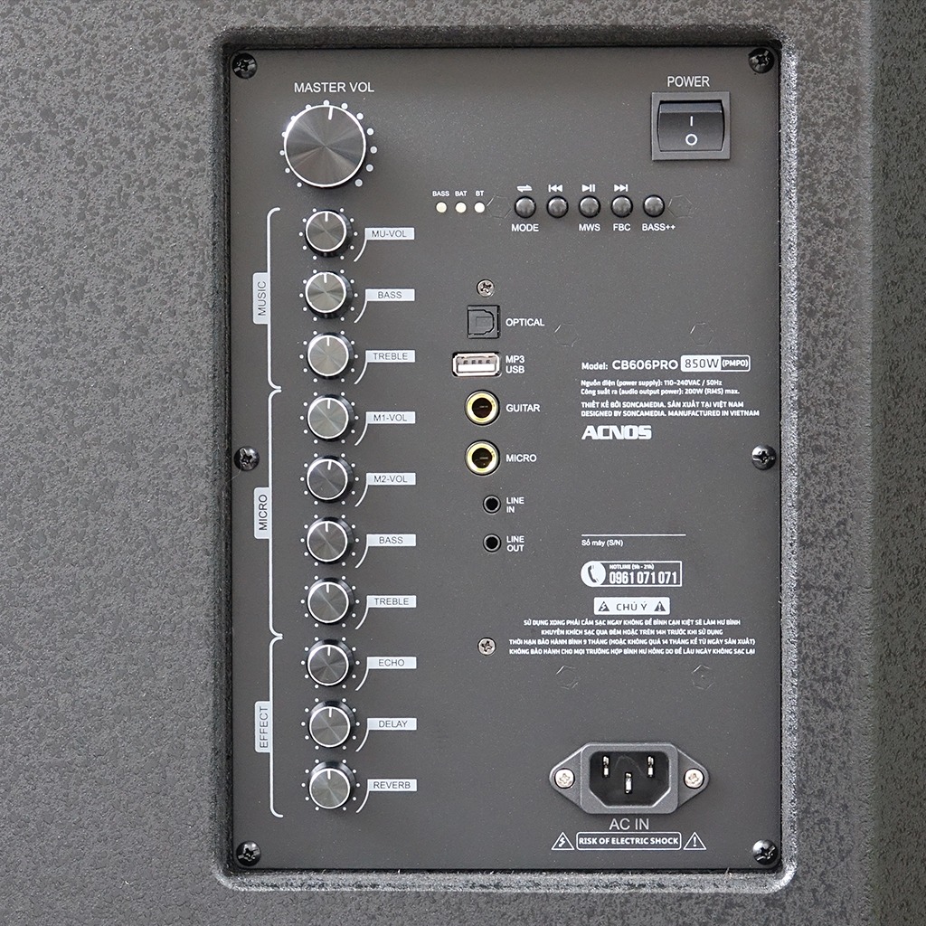 Loa kéo Karaoke Acnos Bass 50cm  CB606PRO