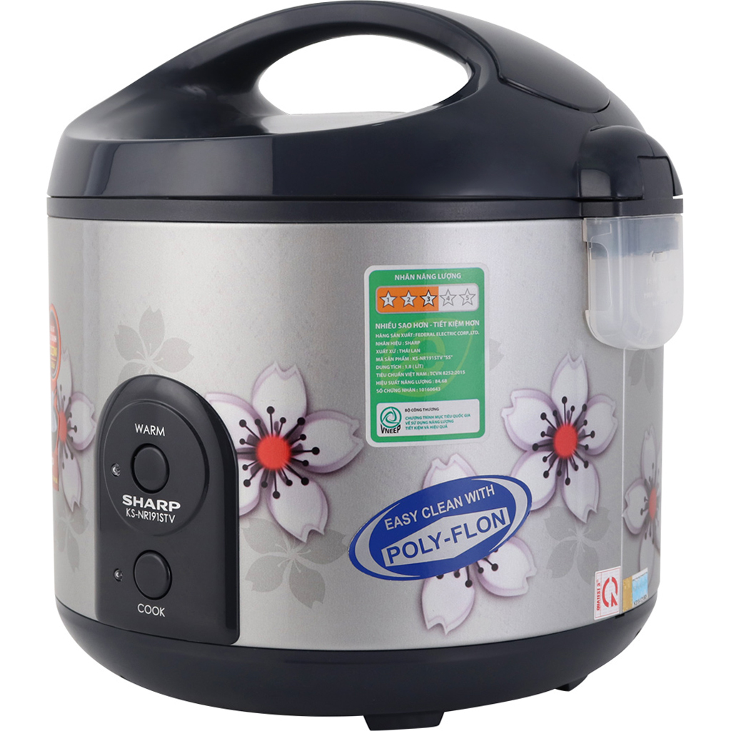 Nồi cơm nắp gài Sharp 1.8 lít KS-NR191STV-SS - Thái Lan