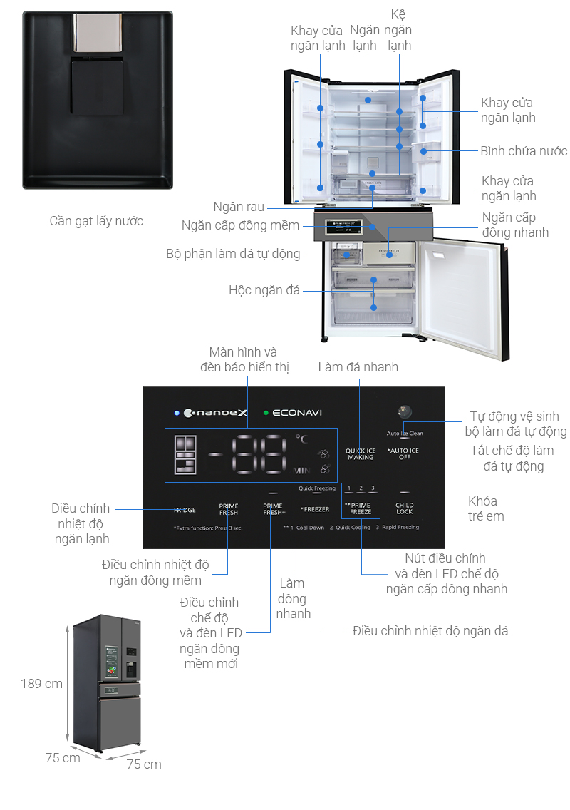 Tủ lạnh Panasonic inverter 540 lít NR-YW590YMMV