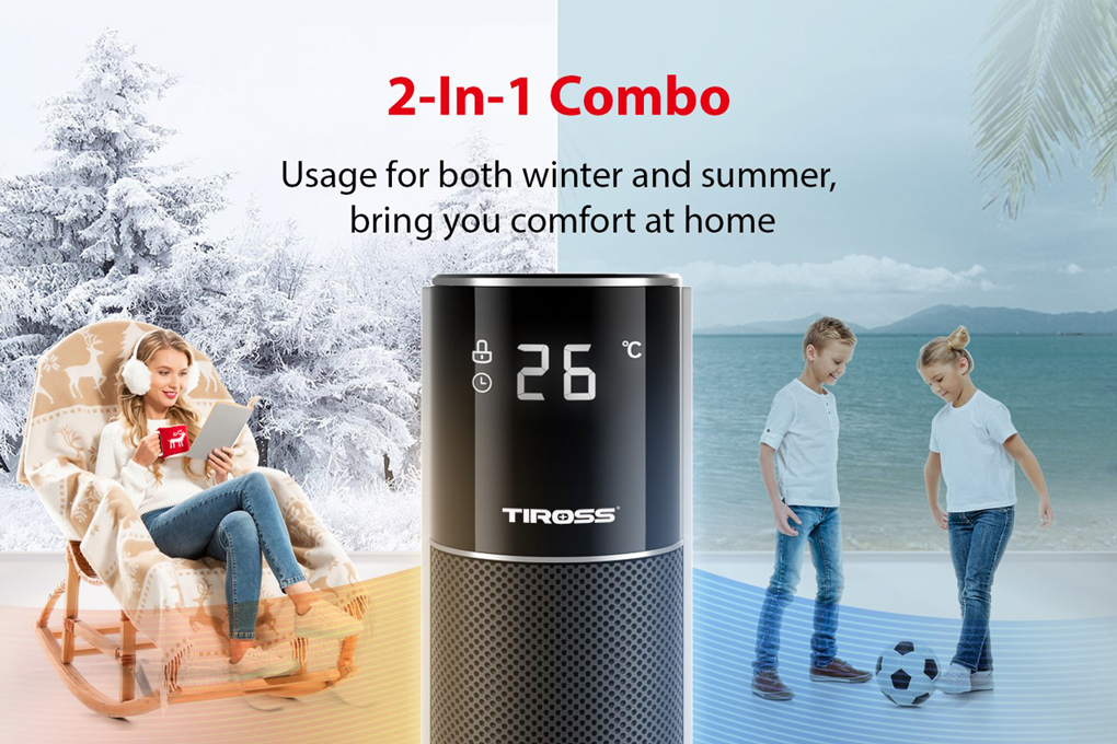 Quạt sưởi Tiross Ceramic có điều khiển TS9443