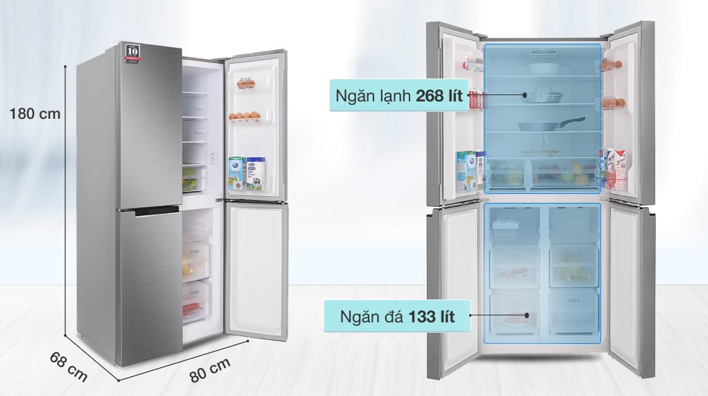Tủ lạnh Sharp inverter 401 lít multi door SJ-FXP480V-SL