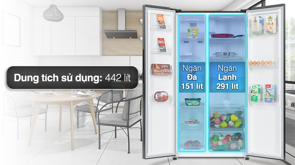 Tủ lạnh Sharp inverter side by side 442 lít  SJ-SBX440VG-BK