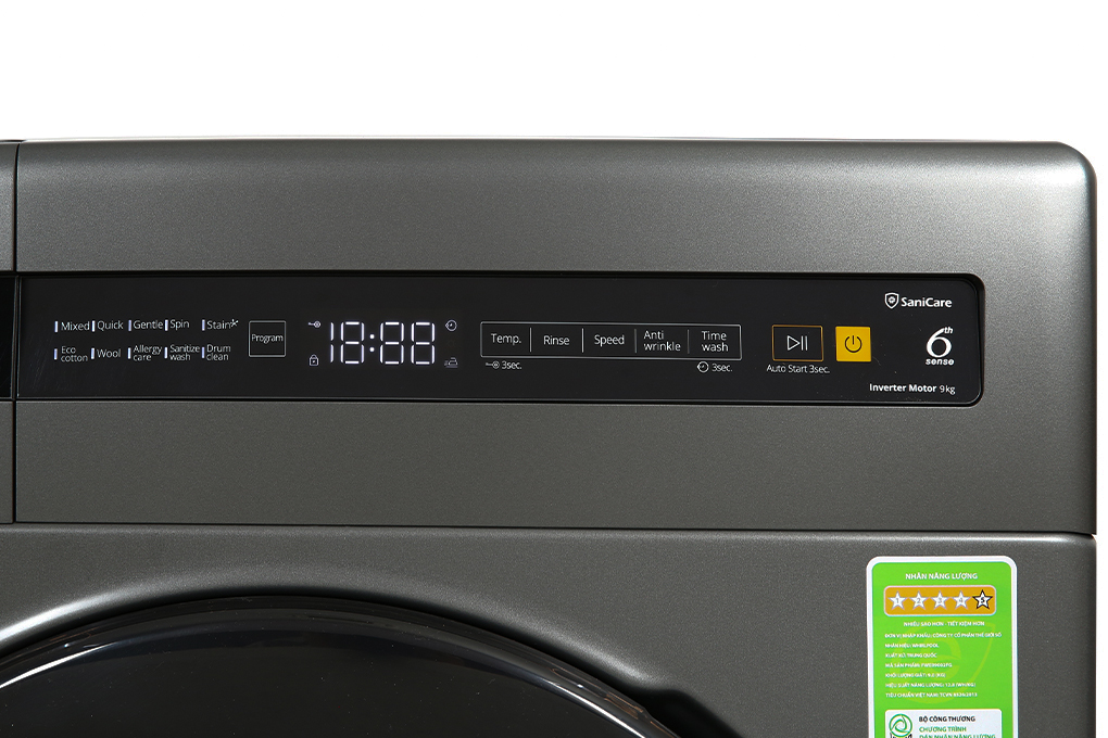 Máy giặt Whirlpool 9 kg FreshCare inverter FWEB9002FG