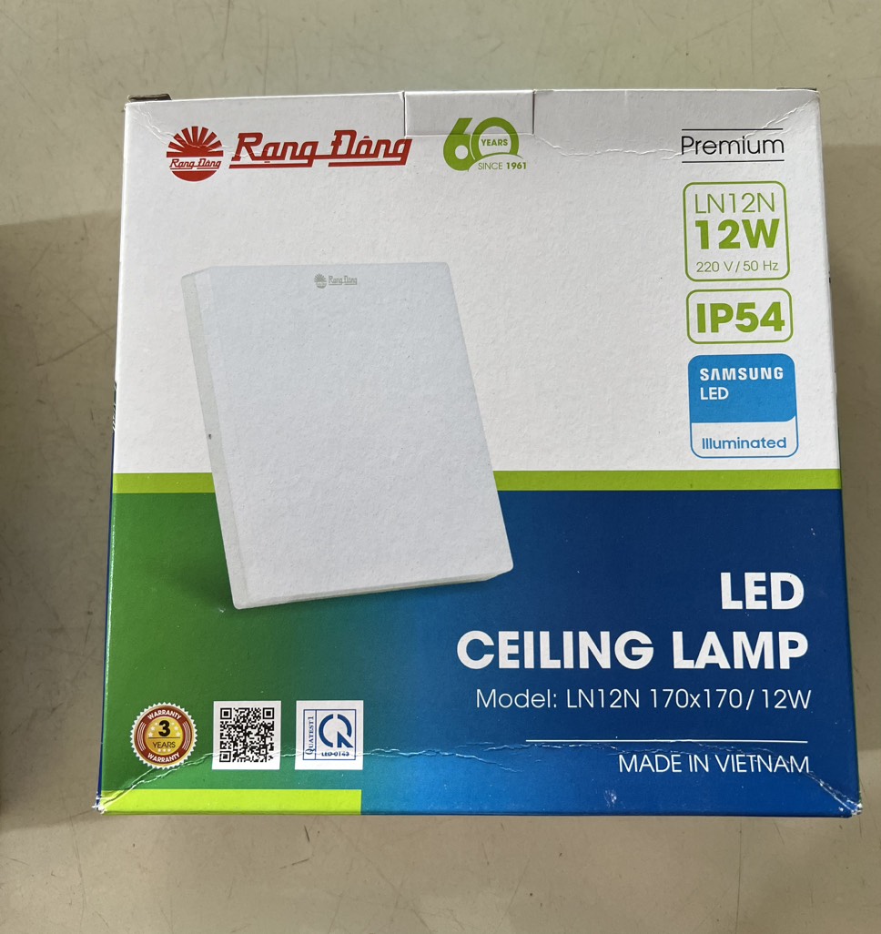 Đèn led ốp trần vuông LN12N 170x170/12W