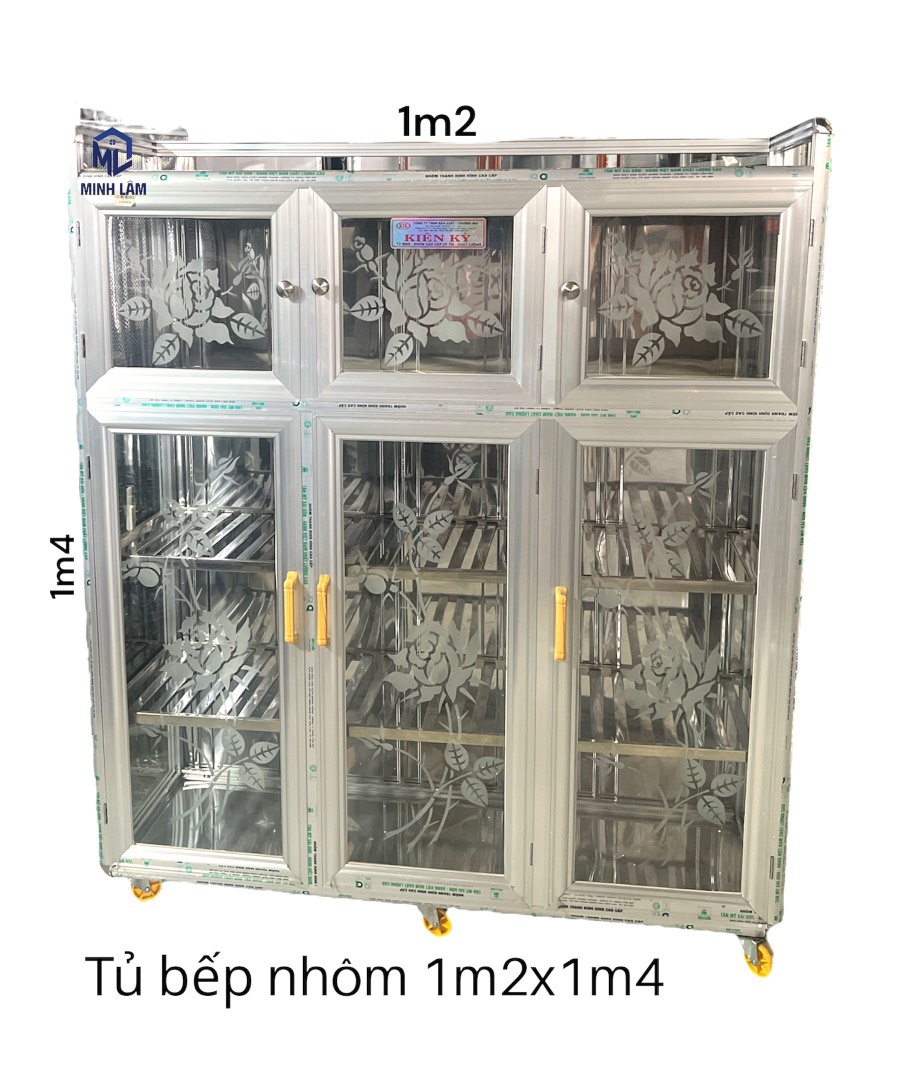 Tủ bếp nhôm cao 1m4 ngang 1m2 , 1m