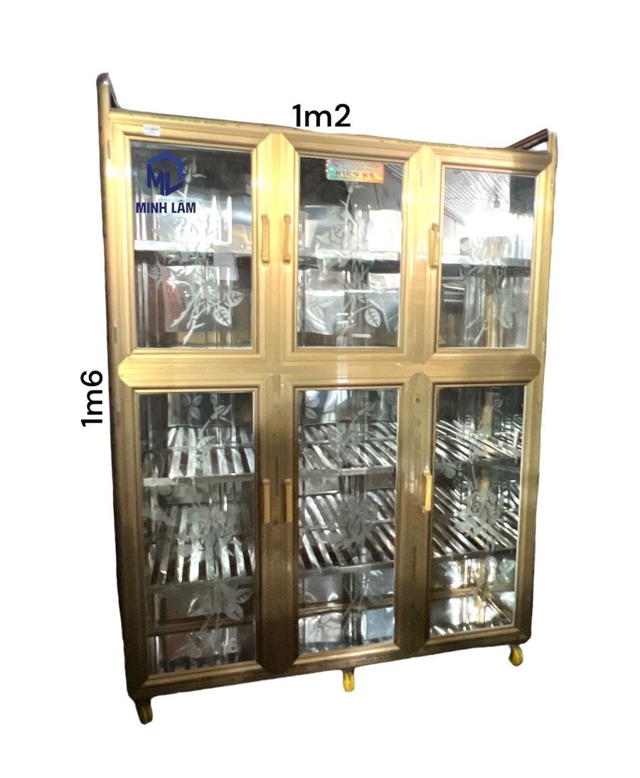 Tủ bếp nhôm cao 1m6 ngang 1m4 , 1m2