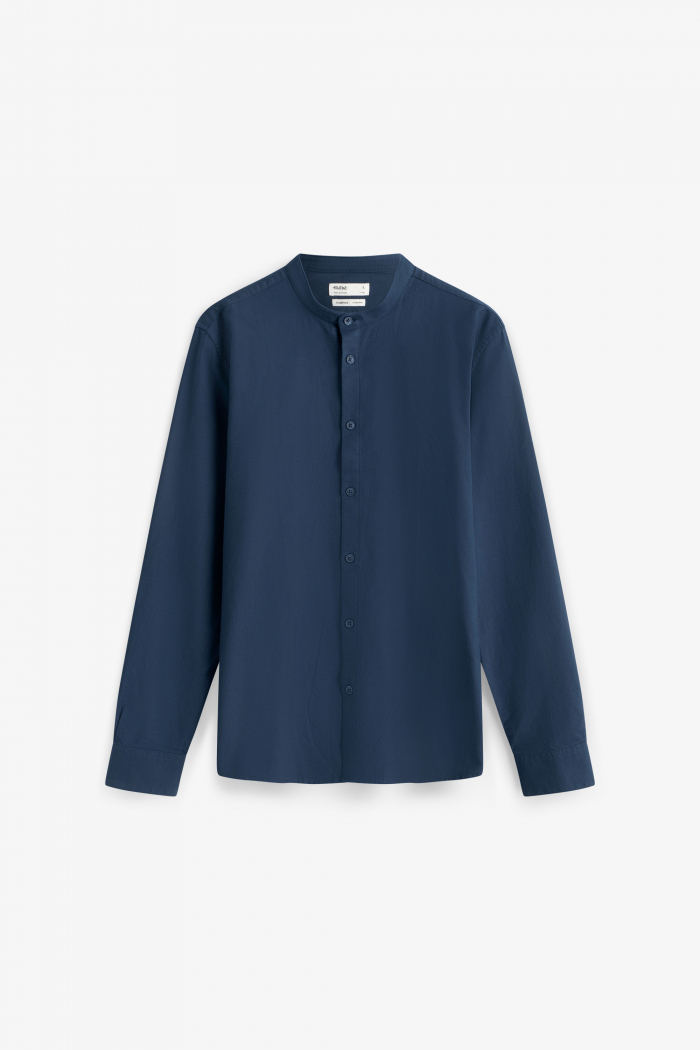 Áo Sơ Mi Nam Oxford Tay Dài Cổ Trụ Form Fitted