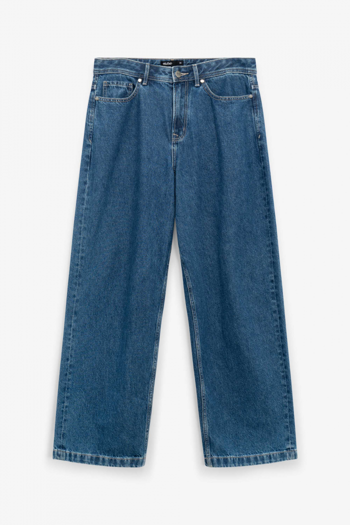 Quần Jean Nam Trơn Form Wide Leg