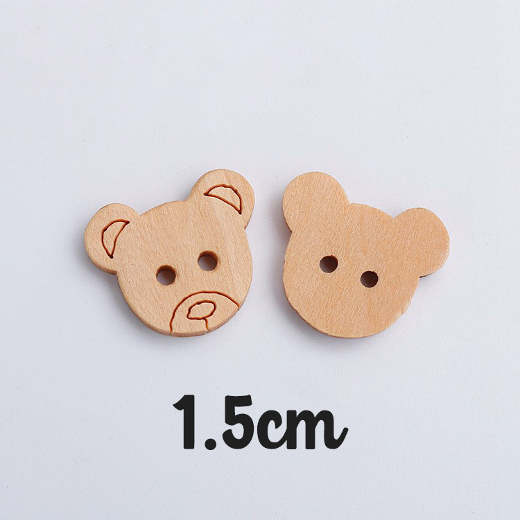 (Set 5 cái) Nút gỗ hình mặt gấu | Tada Craft
