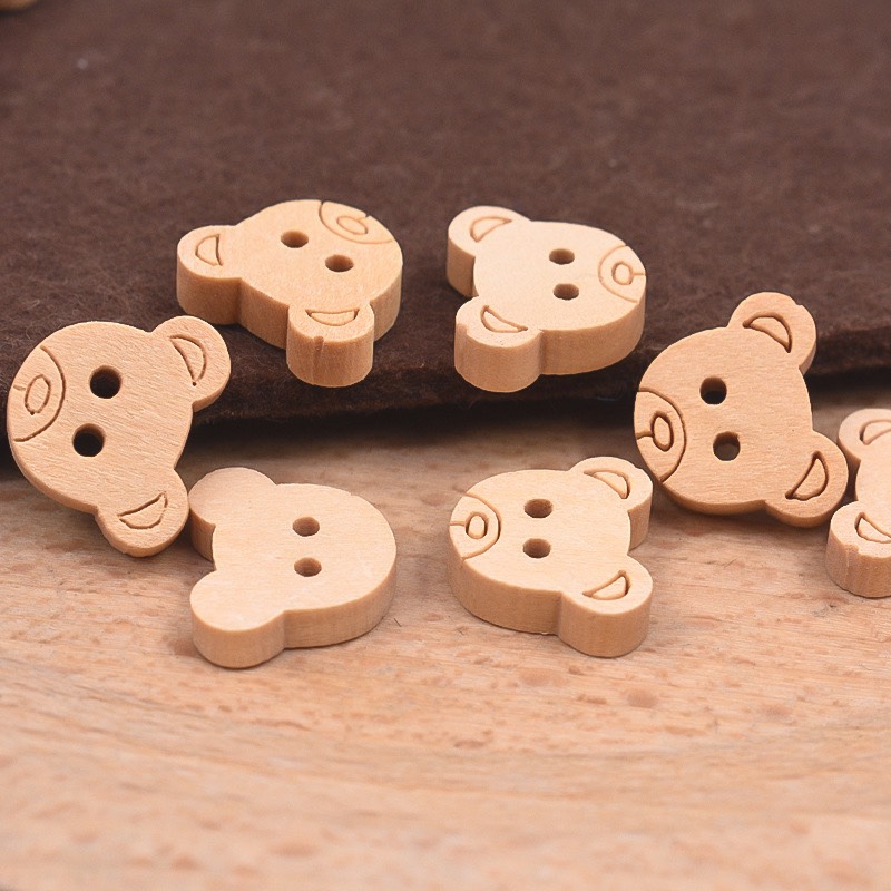 (Set 5 cái) Nút gỗ hình mặt gấu | Tada Craft