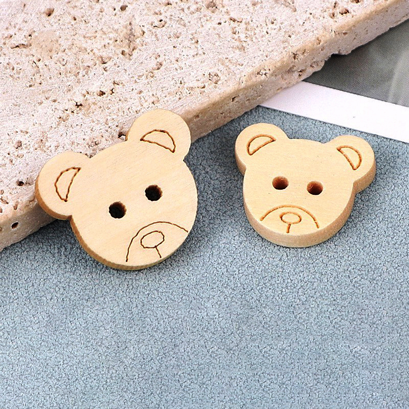 (Set 5 cái) Nút gỗ hình mặt gấu | Tada Craft