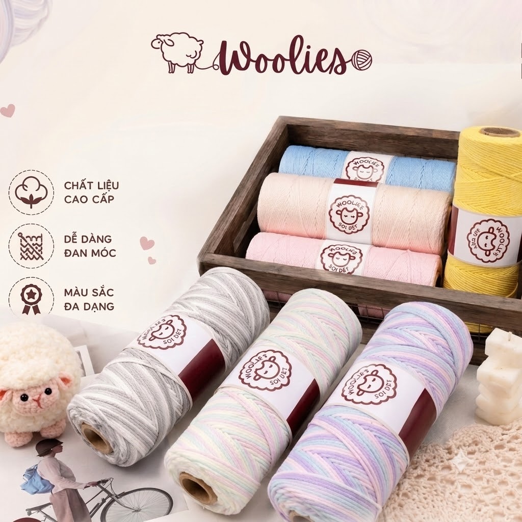 Sợi dệt loang Woolies 2mm | Tada Craft