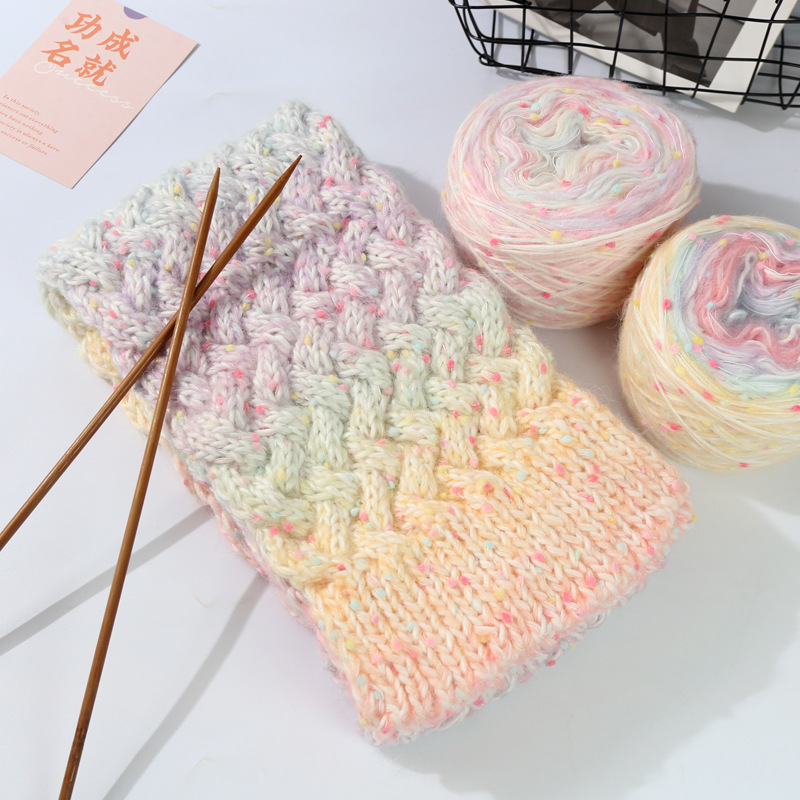 Len Pompom mix cầu vồng 150g | Tada Craft