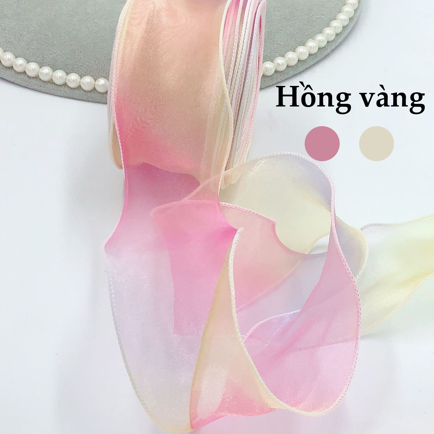 Ruy băng voan cầu vồng viền lượn sóng 6cm | Tada Craft
