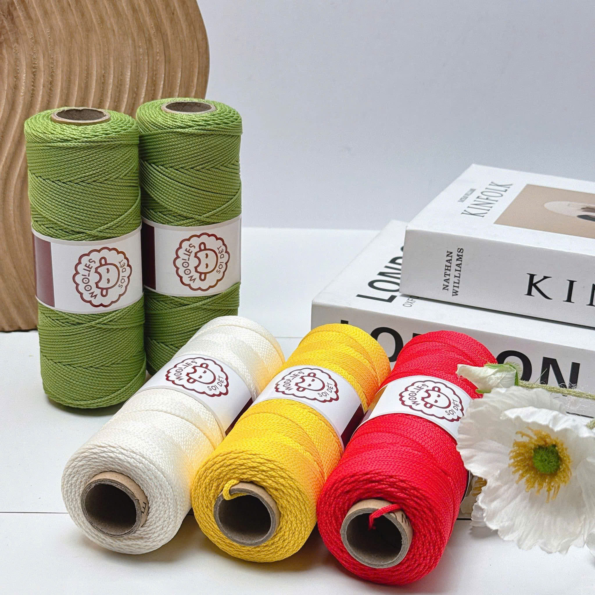 Sợi dệt trơn con cừu Woolies 2mm | Tada Craft