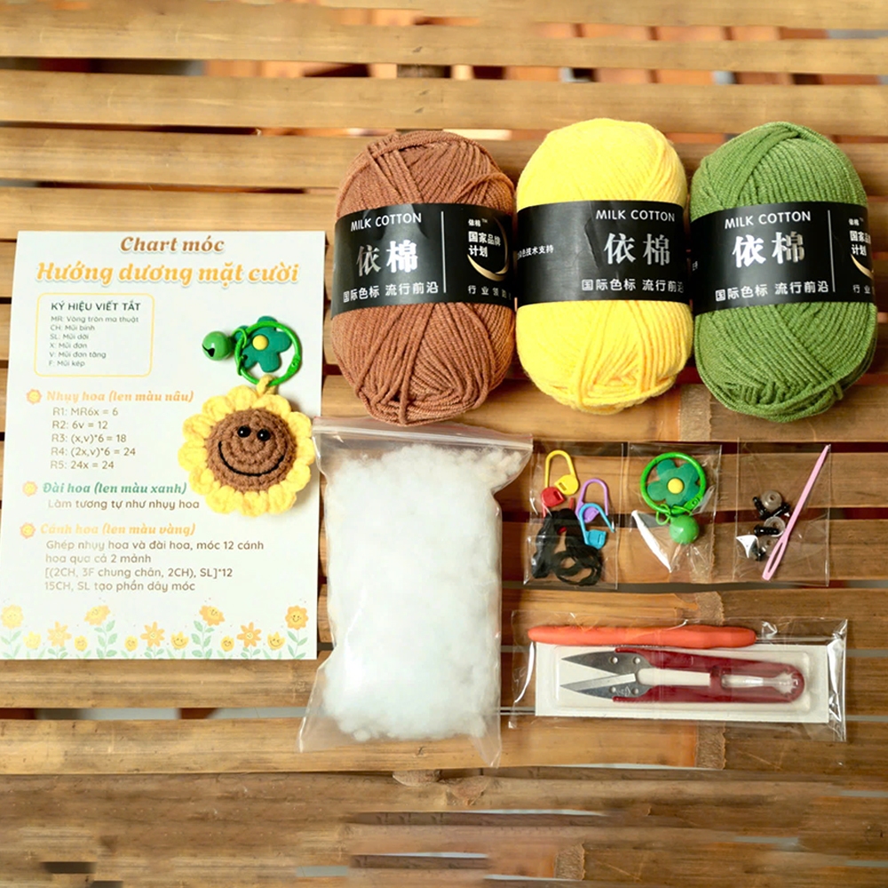 Bộ kit móc khóa Hướng Dương Mặt Cười | Tada Craft