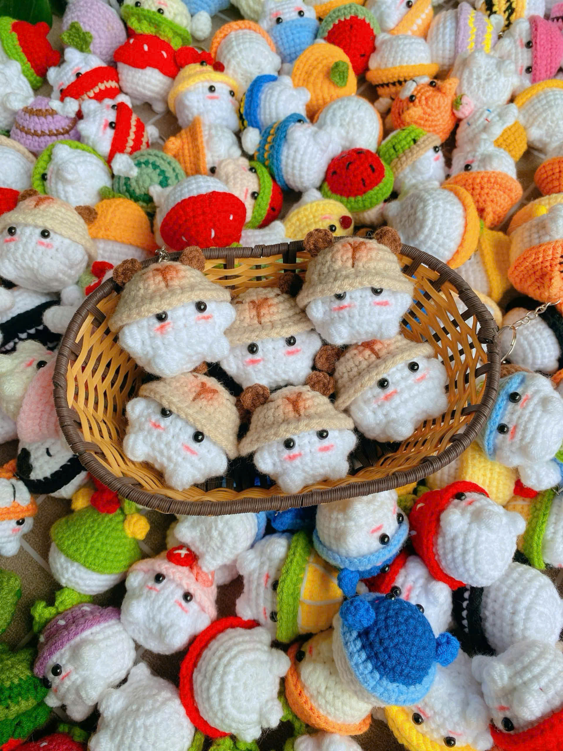 Móc khóa bé nấm handmade