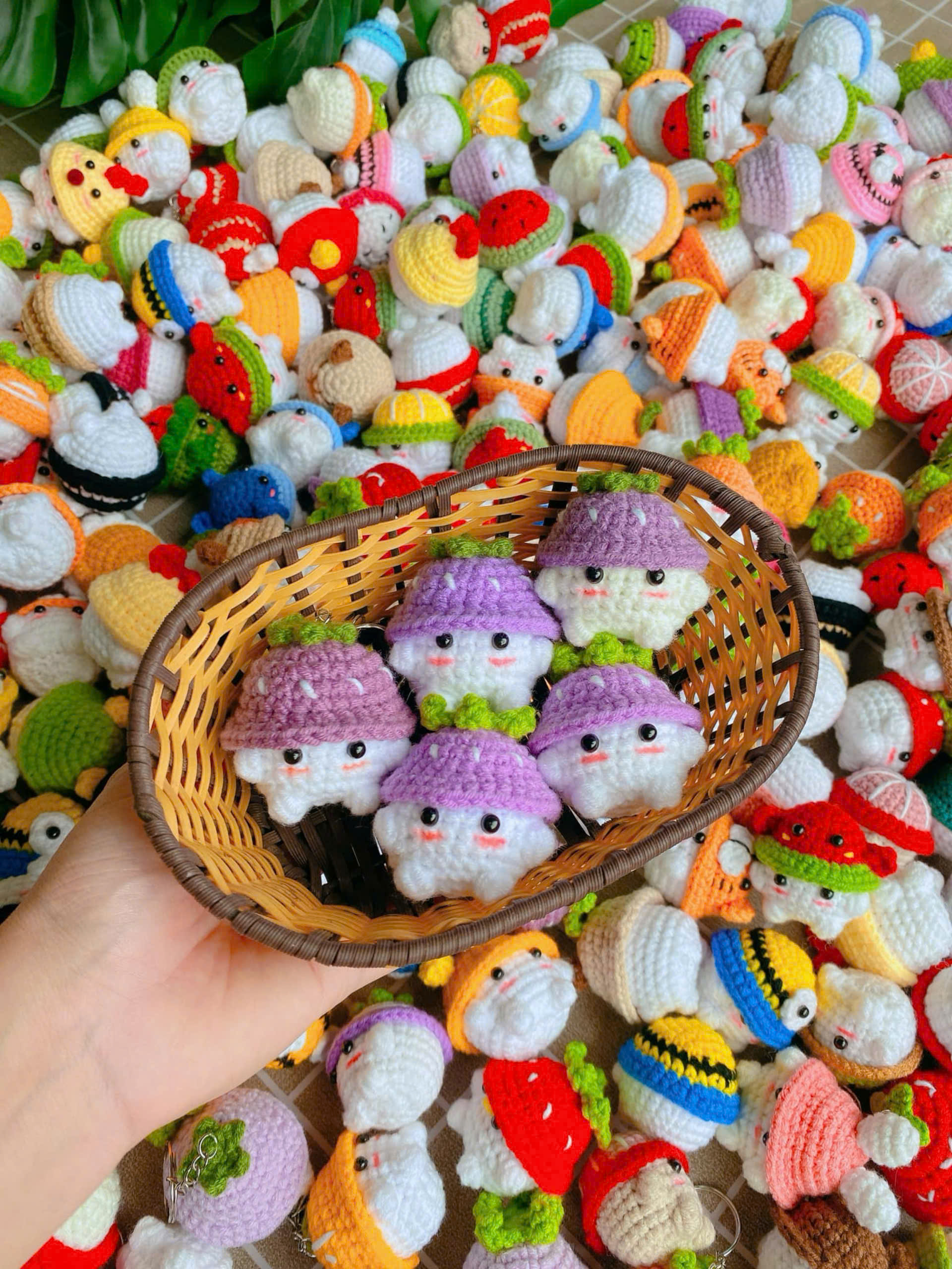 Móc khóa bé nấm handmade