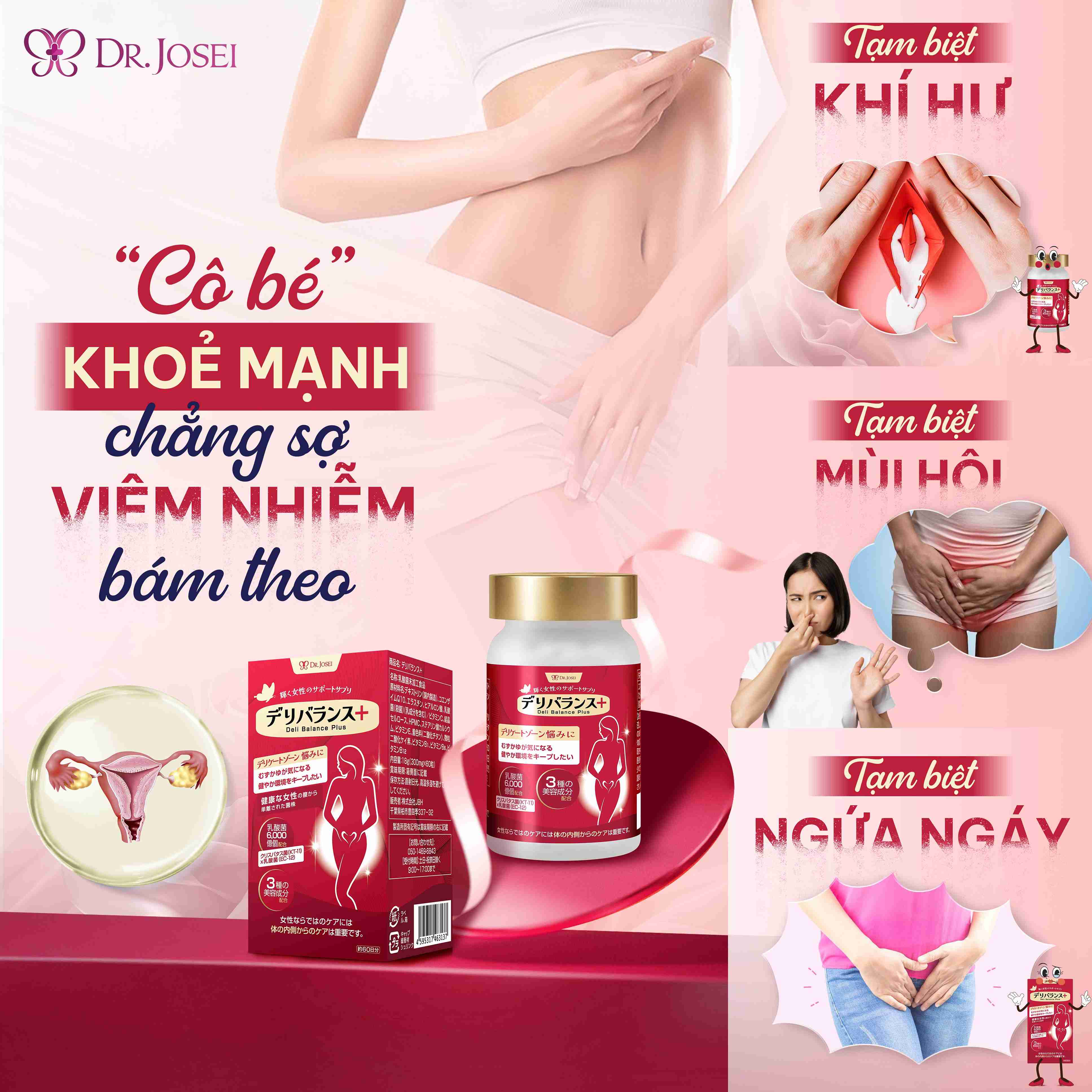 Men Vi Sinh Bổ Sung 600 Tỷ Lợi Khuẩn Phụ Khoa Deli Balance Plus Dr.JOSEI 