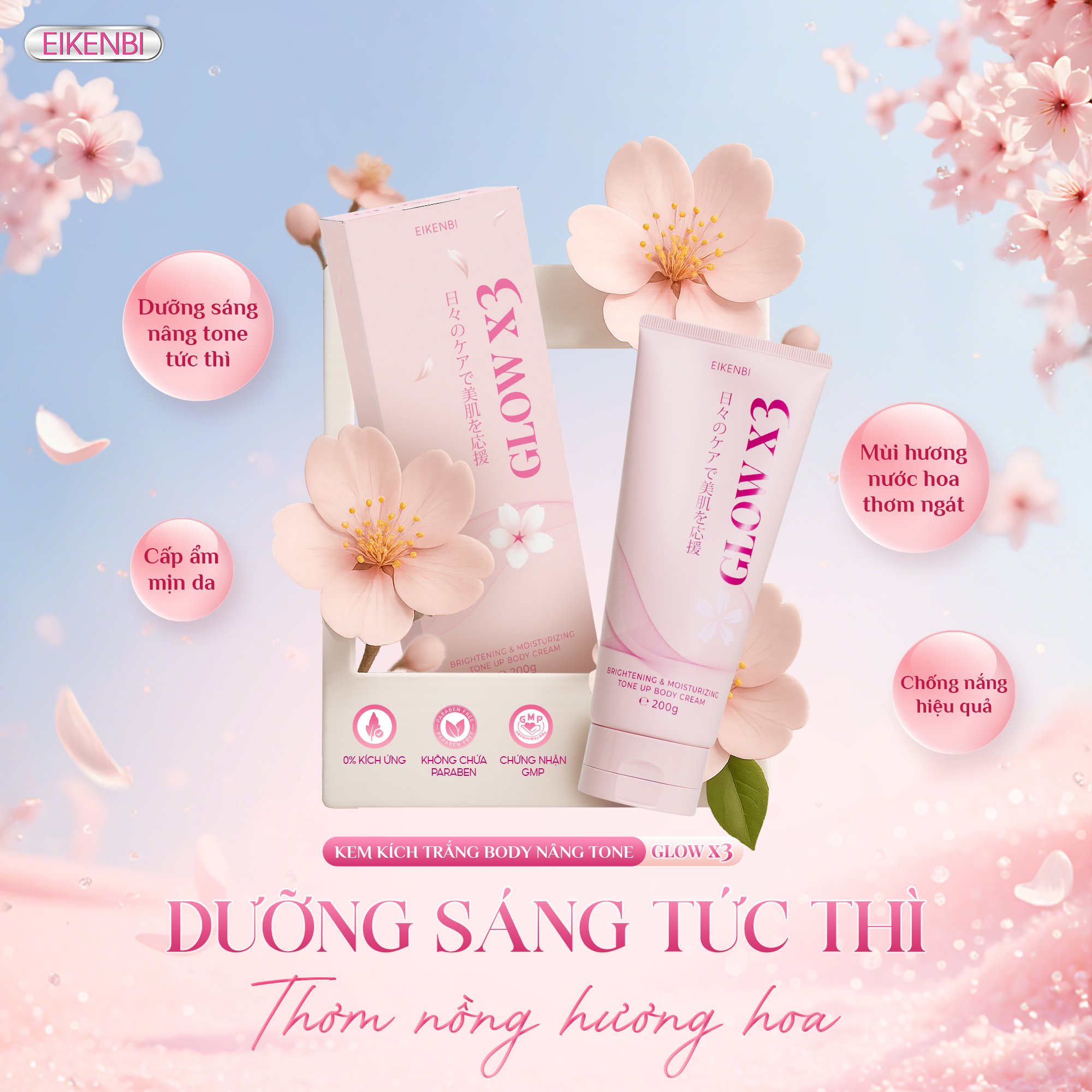 Công Dụng Của Kem Kích Trắng Body Nâng Tone Glow X3 Eikenbi 