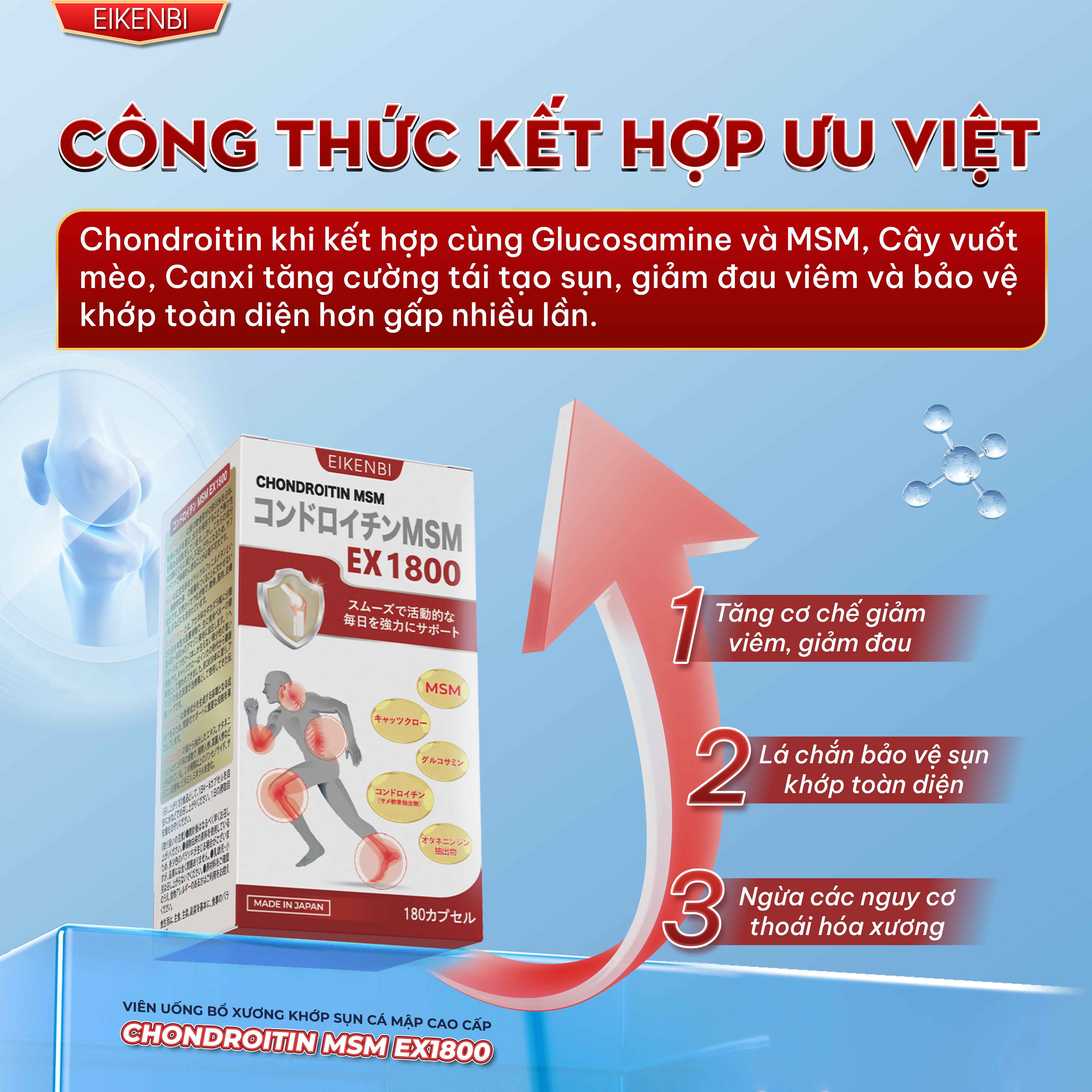 Công Dụng Của Viên Uống Bổ Xương Khớp Chondroitin MSM EX1800 Eikenbi