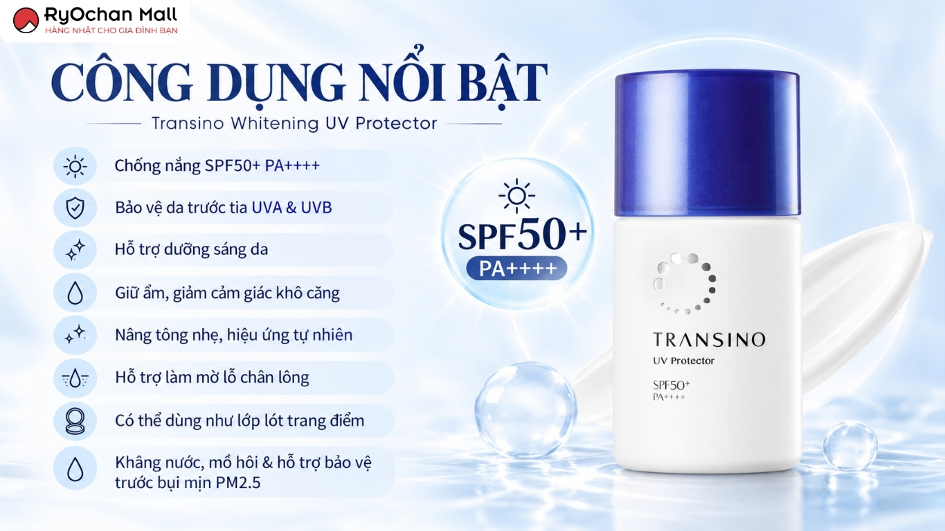 Công dụng của kem chống nắng Transino Whitening Uv Protector