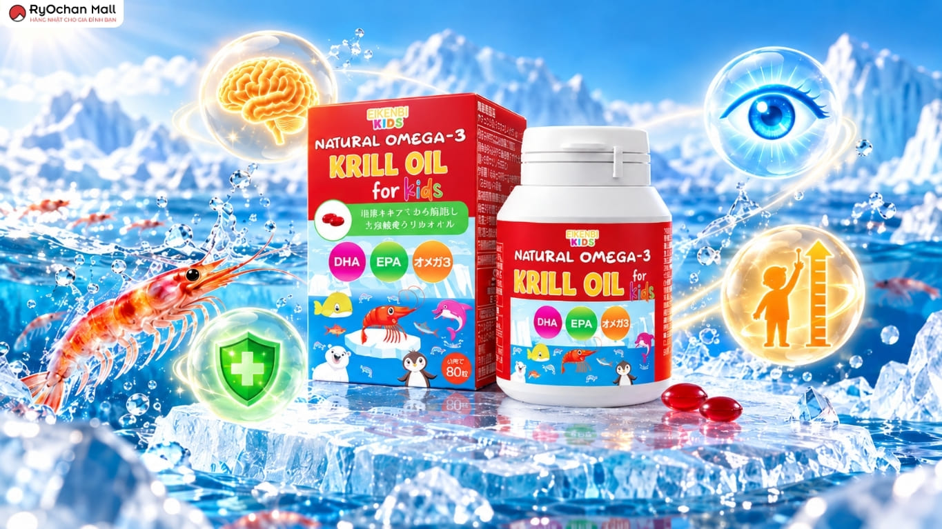 ầu nhuyễn thể Natural Omega 3 Krill Oil Eikenbi Kids