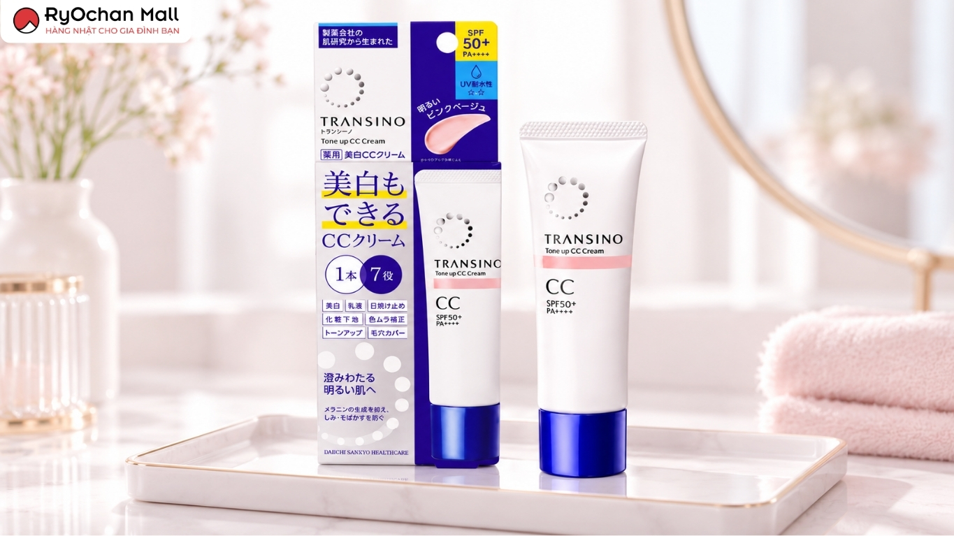 Hướng dẫn bảo quản kem nền chống nắng Transino Tone Up CC Cream màu hồng