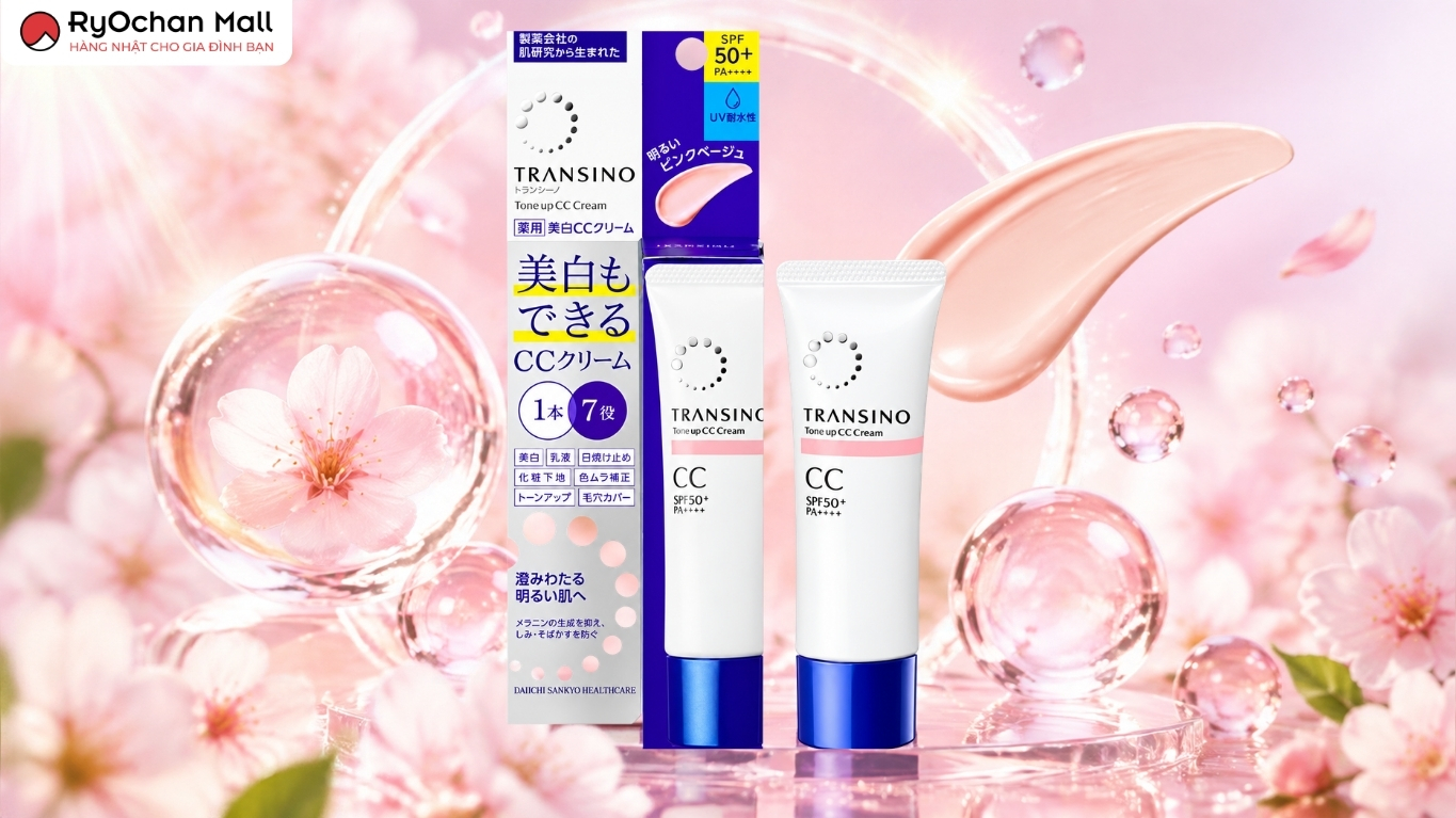 Kem nền chống nắng Transino Tone Up CC Cream màu hồng 